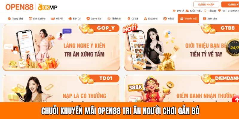  Chuỗi khuyến mãi OPEN88 tri ân người chơi gắn bó