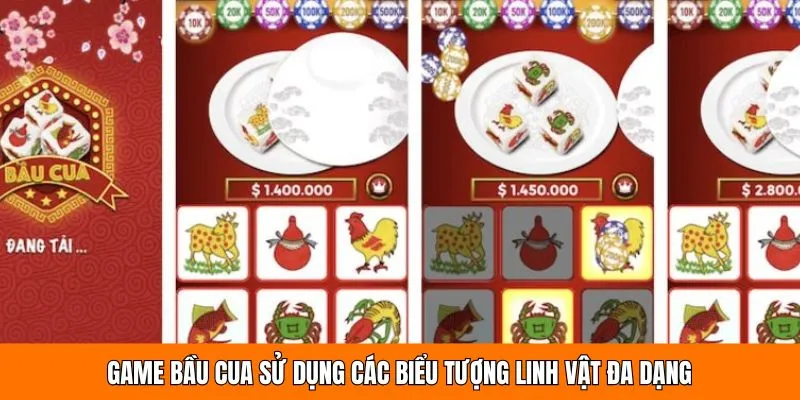 Game bầu cua sử dụng các biểu tượng linh vật đa dạng 