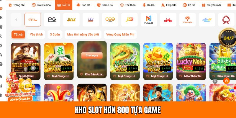 Kho slot hơn 800 tựa game
